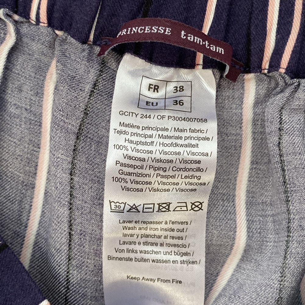 Princesse Tam Tam lounging Striped Navy and White Women's Pant with pockets! Sz6 - Picture 9 of 13